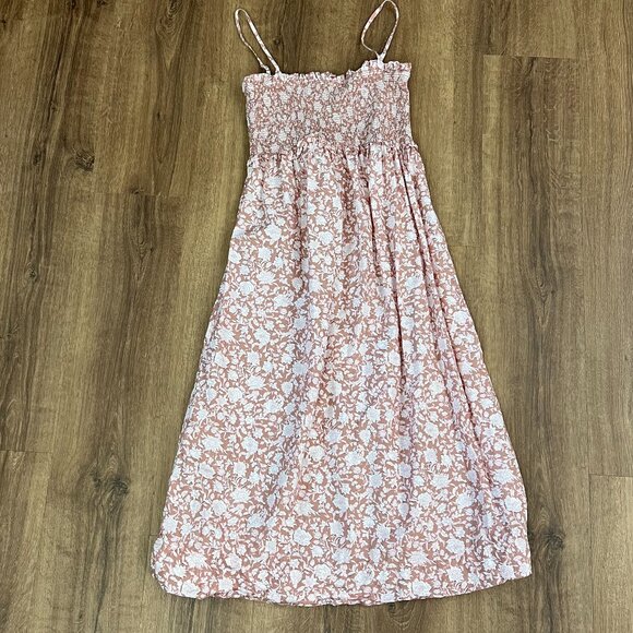 J. Crew Smocked Cotton Poplin Dress Rose Vines Sz M - Picture 5 of 13